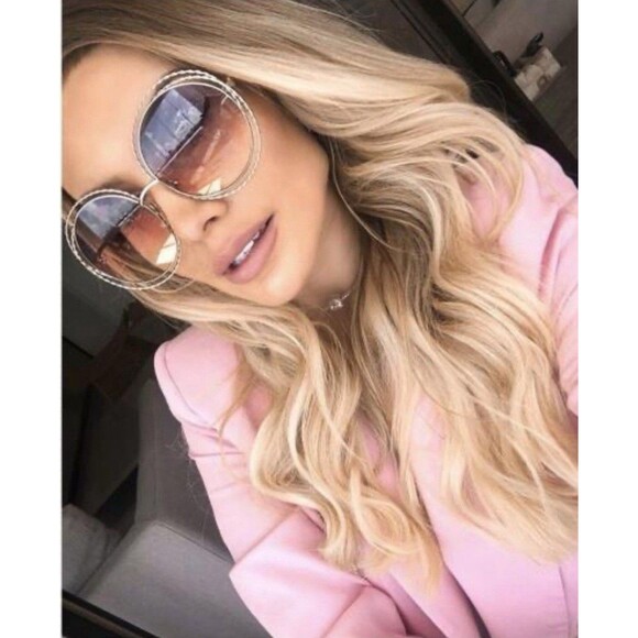 Chloé Women's Carlina Round Frame Sunglasses Gold Rainbow Lens 58mm Purple Pink - Picture 11 of 13